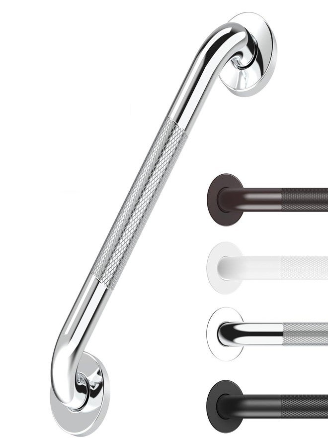 Tesuchan Anti Slip Grab Bars for Shower Polished Nickel, Safety Textured Grip Shower Grab Bars for Seniors, Holds up to 500LBs, Knurled Handicap Grab Bars for Wall with Concealed Screws, 12 Inch - Image 1