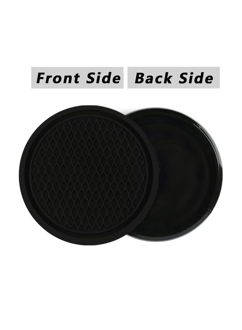 6PCS Car Cup Coaster Universal Auto Non-Slip Cup Holder Embedded In Ornaments PVC Coaster Car Interior Accessories Mat Black - Image 2