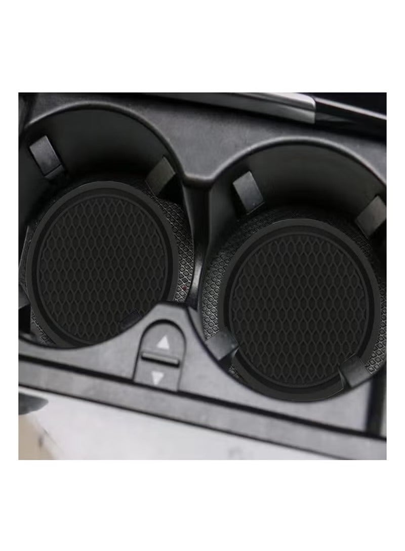 6PCS Car Cup Coaster Universal Auto Non-Slip Cup Holder Embedded In Ornaments PVC Coaster Car Interior Accessories Mat Black - Image 4
