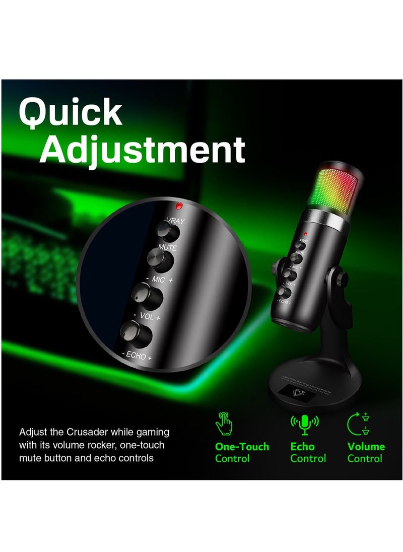 VERTUX - Vertux Crusader Unidirectional Cardioid Gaming Microphone, Hyper-Sensitive - Image 1