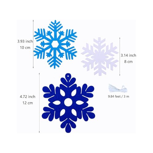 Incrizma 40 Pcs Winter Felt Snowflakes Laser Cut for Christmas Decorations Ornaments 3 Inch Blue White Snowflakes Decorations for Winter Christmas Tree Home Classroom Wall Craft Project (Blue & White) - Image 2