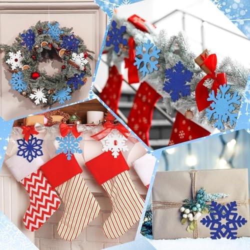Incrizma 40 Pcs Winter Felt Snowflakes Laser Cut for Christmas Decorations Ornaments 3 Inch Blue White Snowflakes Decorations for Winter Christmas Tree Home Classroom Wall Craft Project (Blue & White) - Image 3