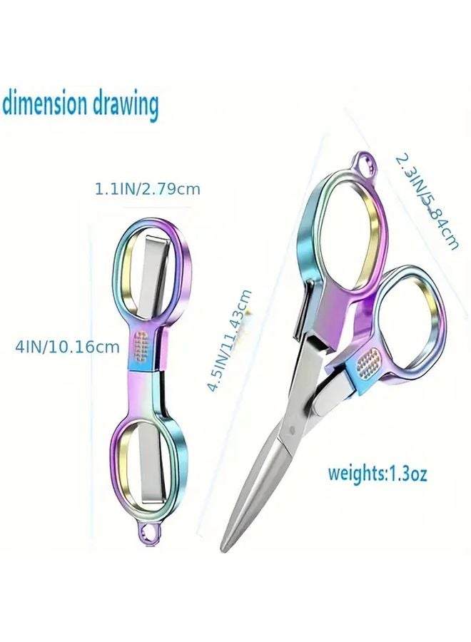 Rainbow Stainless Steel Folding Scissors Portable Outdoor Tool For Camping Hiking DIY - Image 3