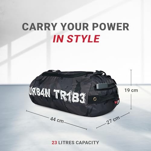 URBAN TRIBE Plank 23L Gym Bag for Men and Women | Sports Duffle Bag with Shoe Compartment | Workout, Fitness, Exercise | Camo Green - Image 4