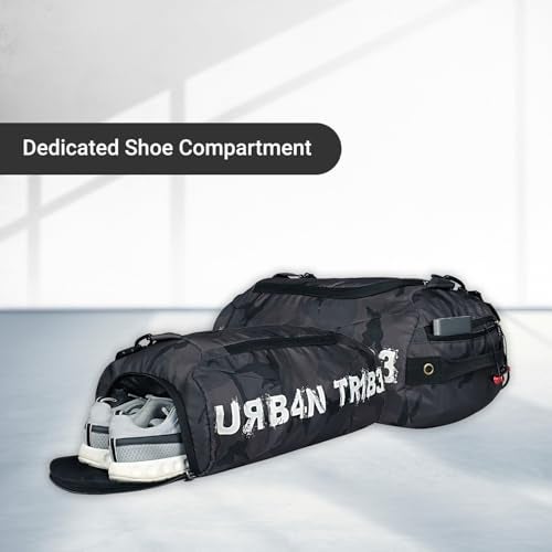 URBAN TRIBE Plank 23L Gym Bag for Men and Women | Sports Duffle Bag with Shoe Compartment | Workout, Fitness, Exercise | Camo Green - Image 5