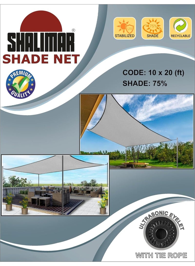شاليمار شبكة شاليمار متعددة الاستخدامات/شبكة زراعية/شبكة خضراء – تغطية ظل 75% – اللون فضي – المقاس: 10 × 20 أقدام – مقاومة للأشعة فوق البنفسجية، متينة ومقاومة للطقس للاستخدام في الحدائق، البيوت البلاستيكية والمناطق الخارجية - Image 2