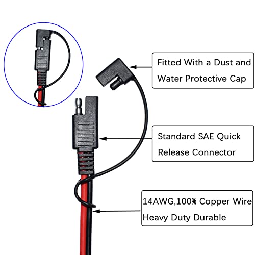 LIXINTIAN 14AWG SAE Extension Cord，SAE to SAE Extension Cable Quick Disconnect Wire Harness SAE Power Automotive Extension Cable with Waterproof Cap-2m/6.5ft - Image 2