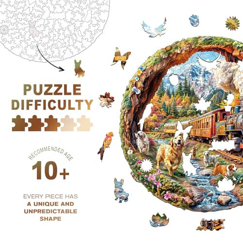 Purdicra Wooden Puzzles for Adults Racing The Train Wooden Jigsaw Puzzle Unique Animal Shaped Wood Puzzles Adult Christmas Birthday Gifts for FriendsFamily Home Decor 85x83100pcs - Image 5
