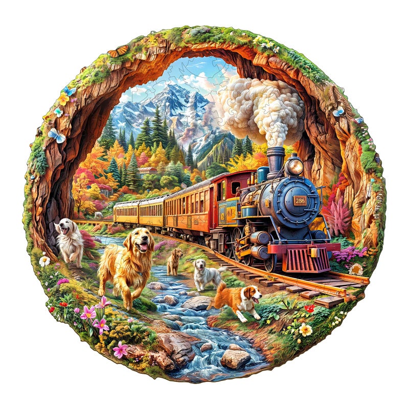 Purdicra Wooden Puzzles for Adults Racing The Train Wooden Jigsaw Puzzle Unique Animal Shaped Wood Puzzles Adult Christmas Birthday Gifts for FriendsFamily Home Decor 85x83100pcs - Image 3