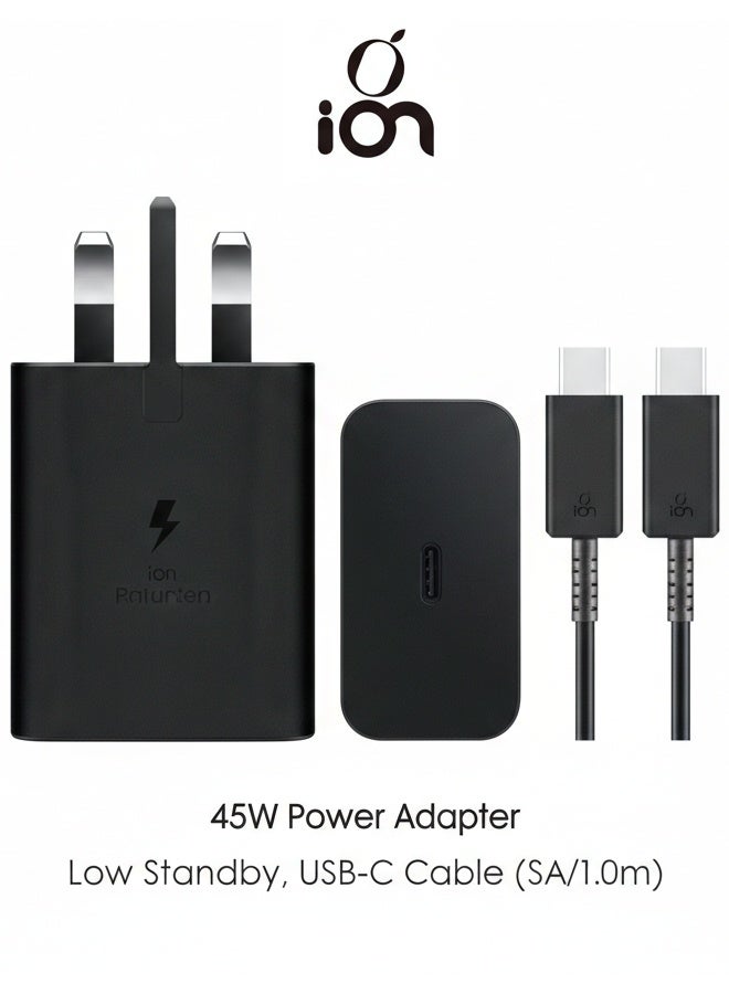 أيون راس شاحن تايب سي بقوة 45 واط . فيش جداري مع سلك شحن تايب سي بطول 1 متر. فيش شاحن باعلى انظمة الحماية ضد الجهد العالي. شاحن جوال وسماعات او حتى ساعات. فيش تايب سي متوافق مع شحن ايفون، شاحن سامسونج ، هواوي وغيرها من الاجهزة المتوافقة. - Image 1