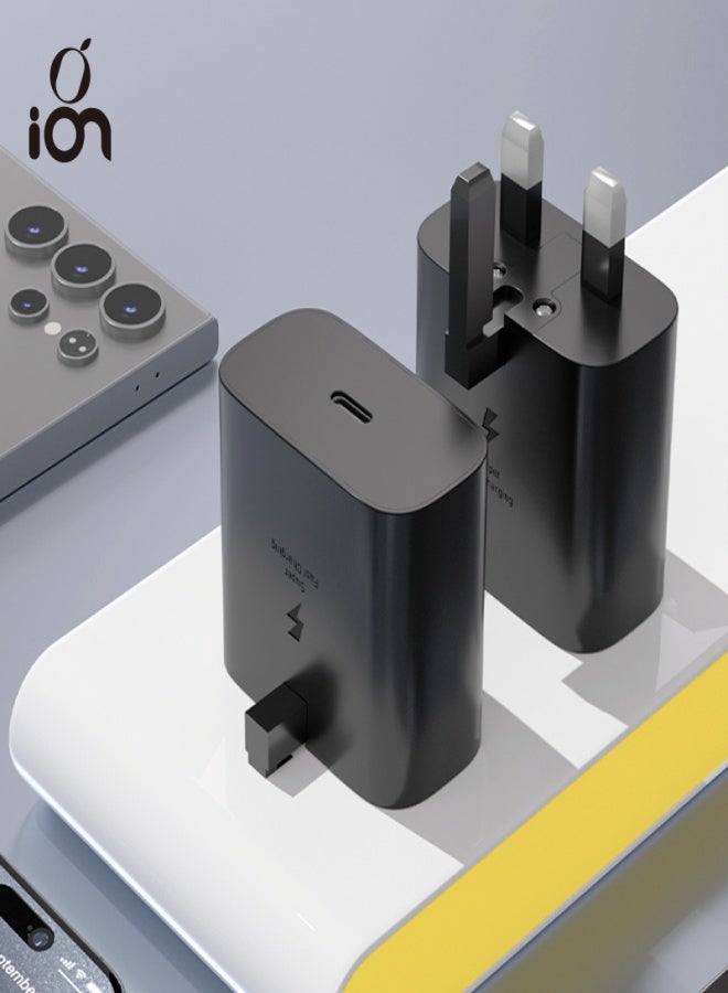 أيون راس شاحن تايب سي بقوة 45 واط . فيش جداري مع سلك شحن تايب سي بطول 1 متر. فيش شاحن باعلى انظمة الحماية ضد الجهد العالي. شاحن جوال وسماعات او حتى ساعات. فيش تايب سي متوافق مع شحن ايفون، شاحن سامسونج ، هواوي وغيرها من الاجهزة المتوافقة. - Image 2