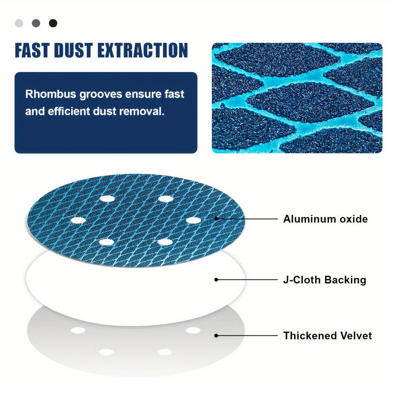 6 Inch 150mm Blue Diamond Round Sanding Disc 100 Grit 40Pcs for Orbital Sander - Image 3