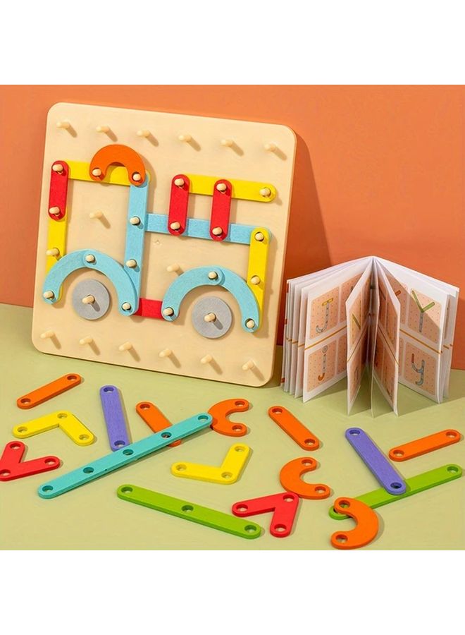 33Pcs Wooden Geoboard Educational Toy For Kids With Nail Board Geometric Pegs 36 Shapes - Image 1