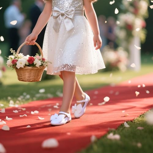 THEE BRON Toddler/Little Girl Mary Jane Flats Princess Dress Shoes(G06 Toddler,White/5M) - Image 3
