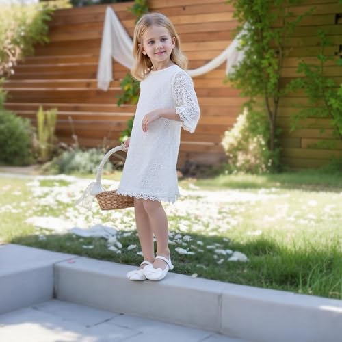 THEE BRON Toddler/Little Girl Mary Jane Flats Princess Dress Shoes(G06 Toddler,White/5M) - Image 4