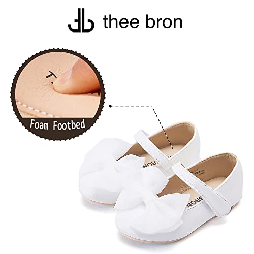 THEE BRON Toddler/Little Girl Mary Jane Flats Princess Dress Shoes(G06 Toddler,White/5M) - Image 5
