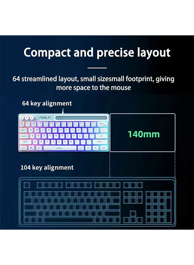 AULA F3061 Wired Keyboard mini Keyboard Office and Home RGB Backlit Keyboard Desktop Computer Laptop and Gaming Keyboard - Image 2