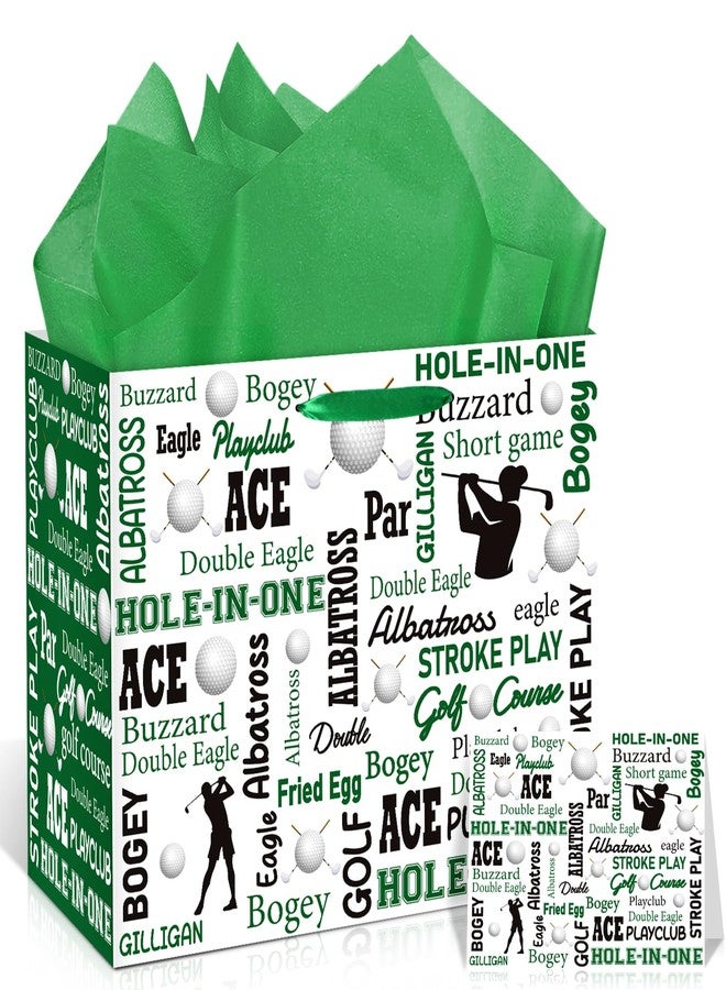 Wayyogh Golf Party Gift Bag Large Golf Themed Birthday Wrapping Bag with Tissue Paper Greeting Card Decorations for Kids Men Ball Team Sports Party Favors Baby Shower Goodie Gifts Treat Wrap Bags Supplies - Image 1