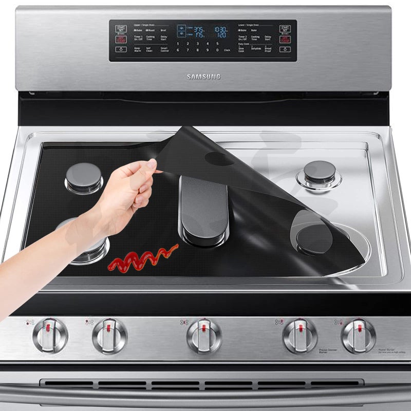 Cowbright Stove Cover Stove Top Protectors Samsung Gas Range Reusable Gas Stove Burner Covers NonStick Stove Liner Compatible Samsung Gas Stove Washable Stove Protector Keep Stove Clean Black