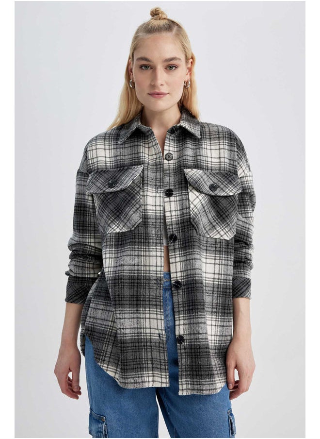 Woman Shirt Neck Long Sleeve Woven Long Sleeve Tunic