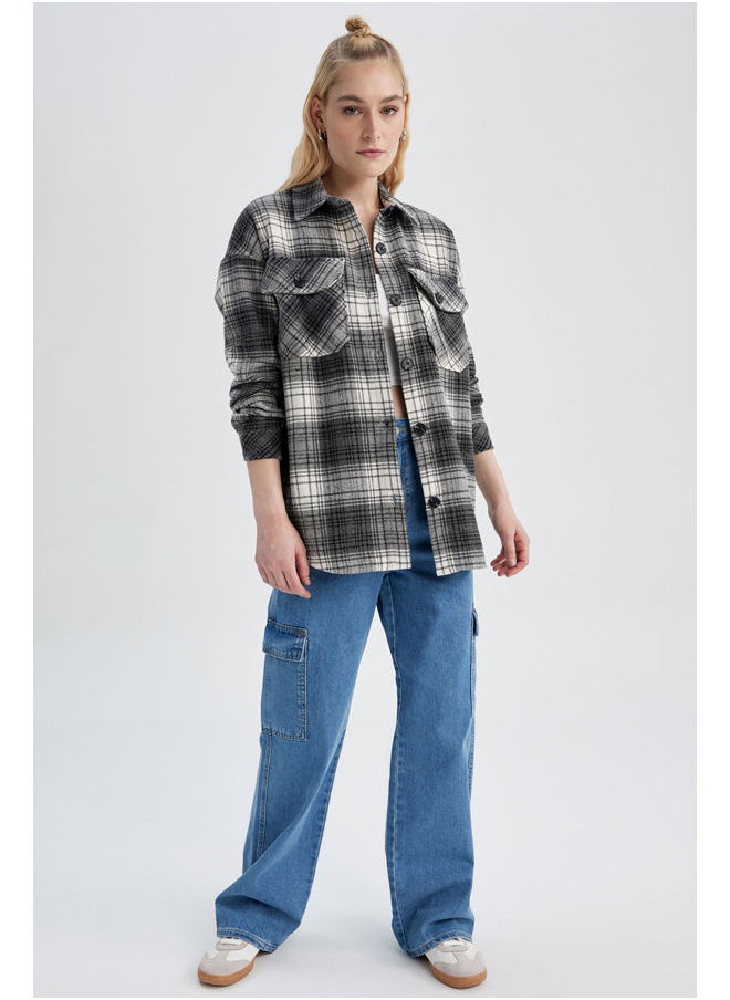 Woman Shirt Neck Long Sleeve Woven Long Sleeve Tunic