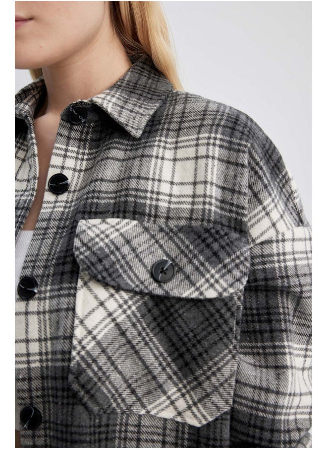 Woman Shirt Neck Long Sleeve Woven Long Sleeve Tunic