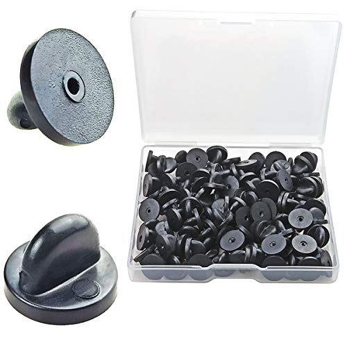TTSAM 100pcs PVC Rubber Pin Backs, Rubber Lapel Pin Backs for Replacement Uniform Badge(Black) - Image 1