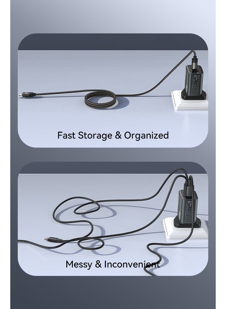 FOOMEE 27W Magnetic USB-C to Lightning Data Cable 1.2M (4FT) Nylon Braided Fast Synchronous Charging Anti-Tangle Magnetic Charging Cable for iPhone - Image 2