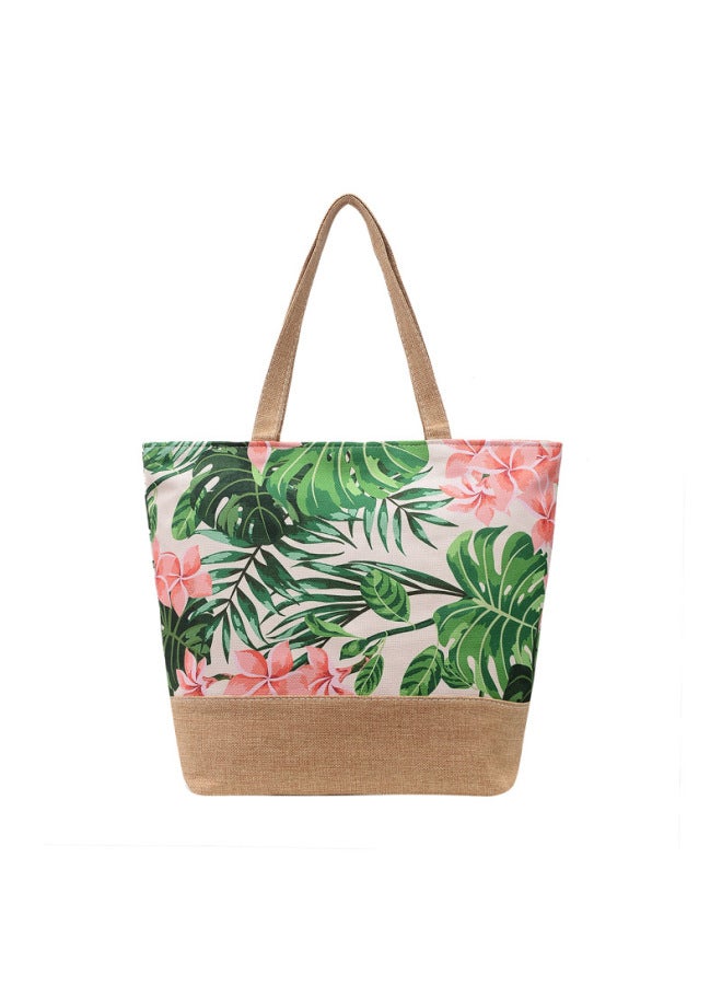 Fashion Canvas Bag Style National Style Artistic Women's Shoulder Bag Simple Tote Bag Large Capacity Women's Portable Shopping Bag-Color:Paragraph IV - Image 1