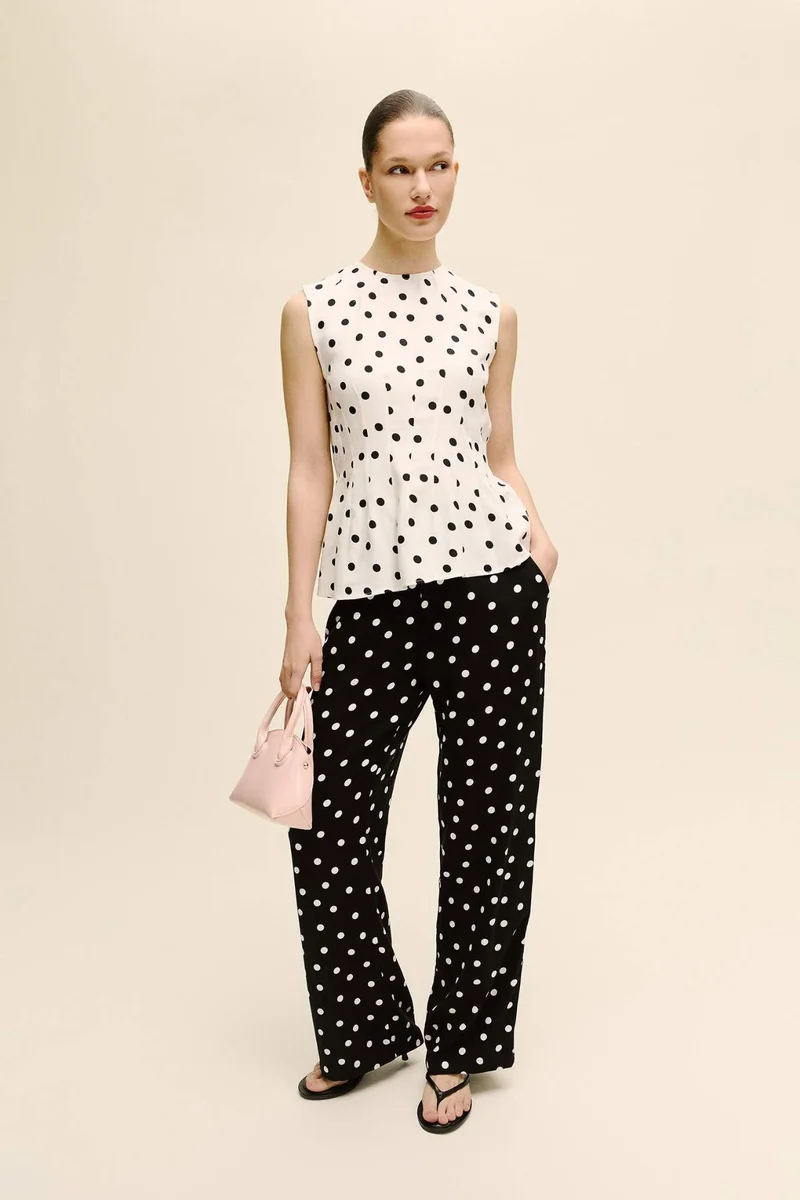 Defacto Wide Leg Wide Leg Double Pocket Printed Belmando Trousers