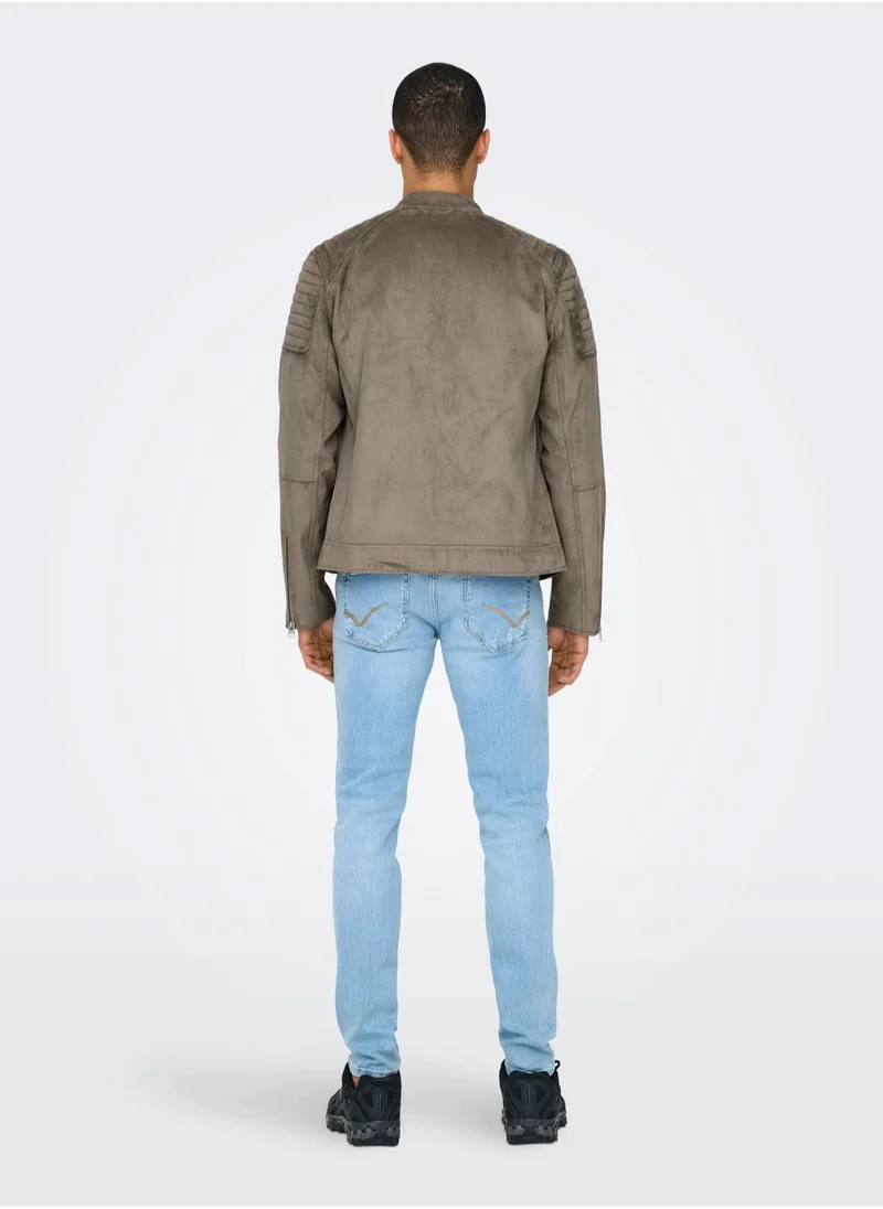 ONLY & SONS Onsgus Faux Suede Racer Jacket