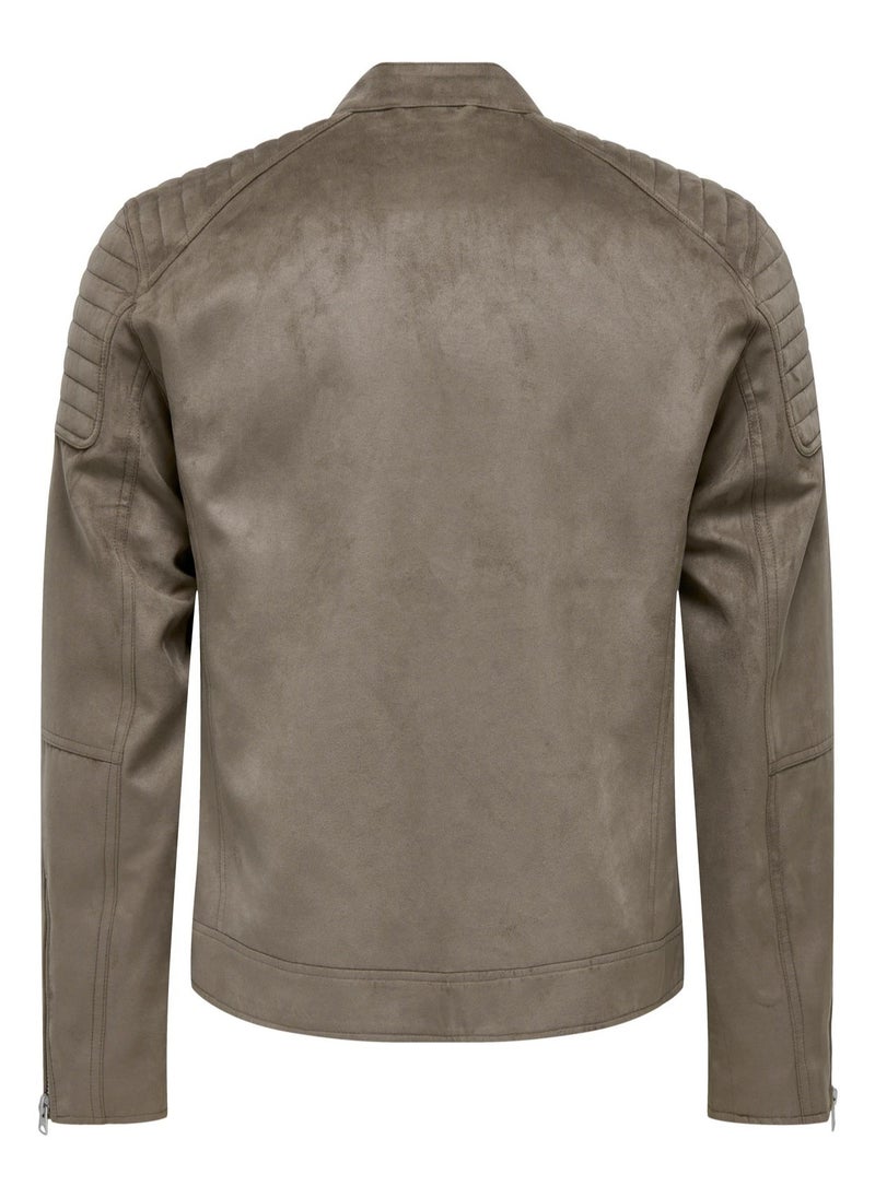 Only & Sons - Onsgus Faux Suede Racer Jacket - Image 1