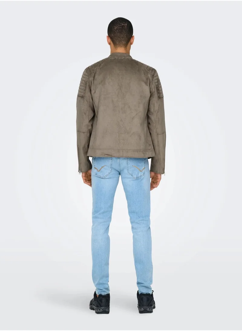 Only & Sons Onsgus Faux Suede Racer Jacket