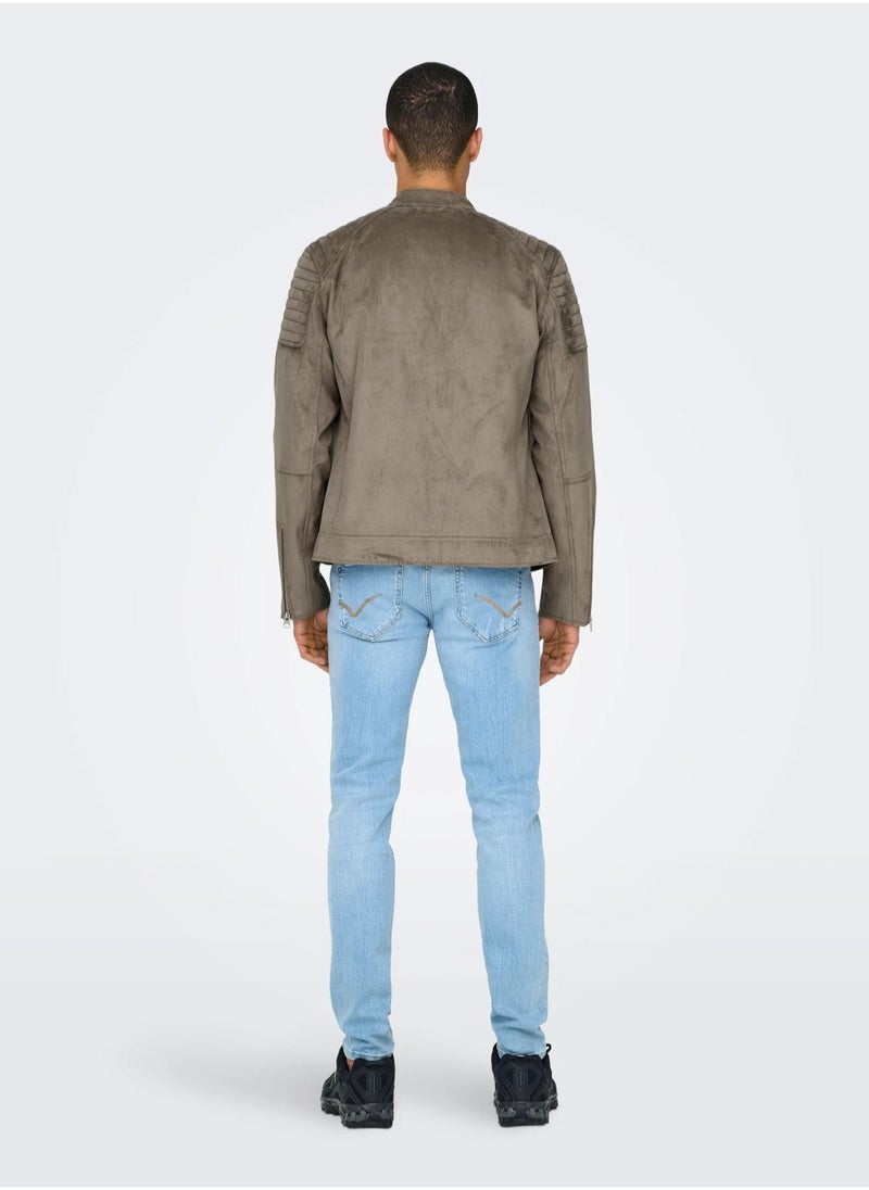 Only & Sons - Onsgus Faux Suede Racer Jacket - Image 1