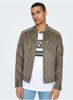 Only & Sons Onsgus Faux Suede Racer Jacket  - Image 3
