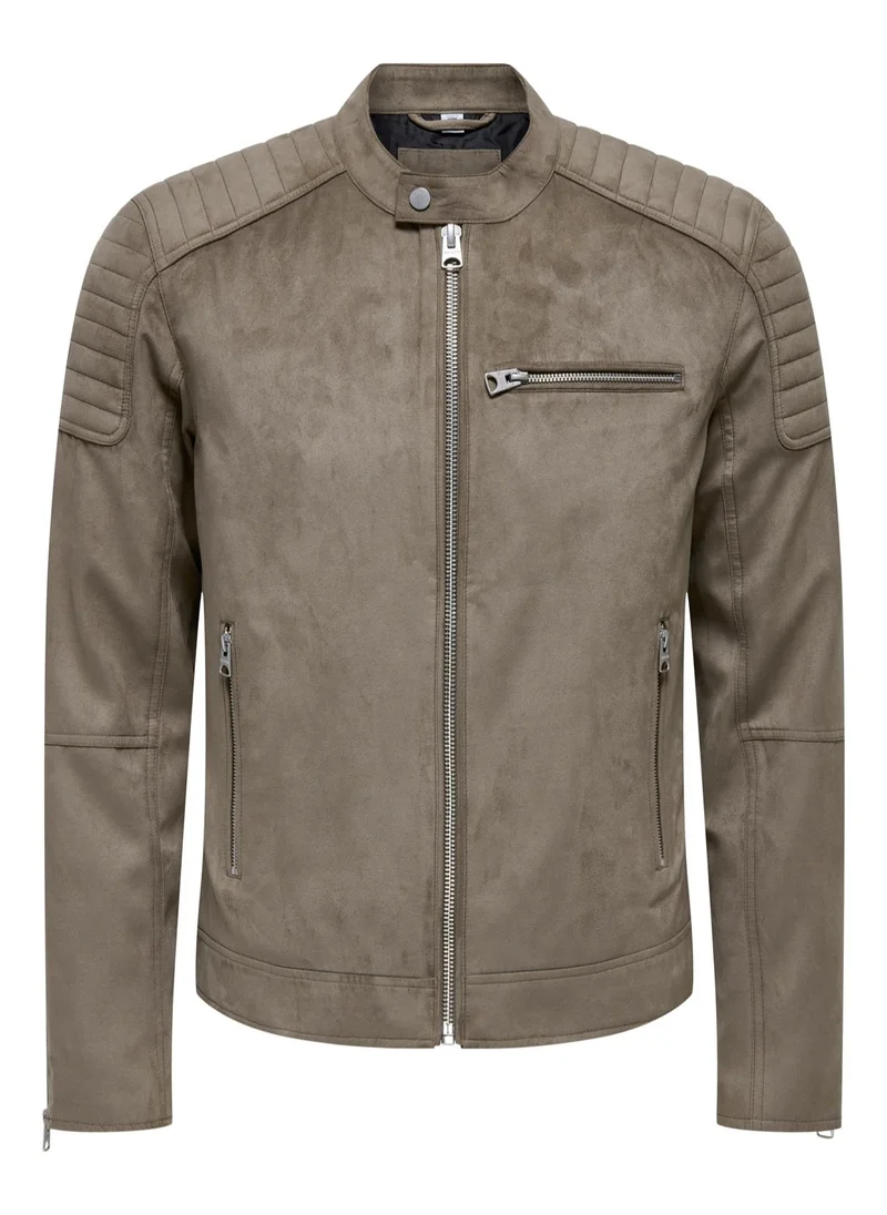 Only & Sons Onsgus Faux Suede Racer Jacket