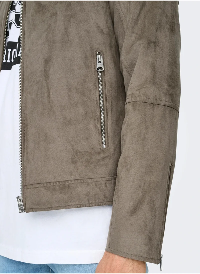 Only & Sons Onsgus Faux Suede Racer Jacket