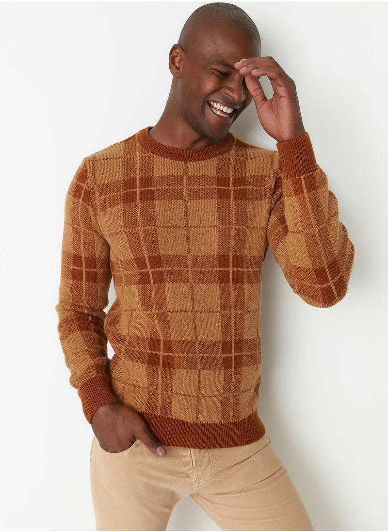 trendyol Checked Knitted Sweater