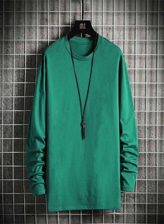 Men's Loose Long Sleeve Bottoming T-Shirt Green 