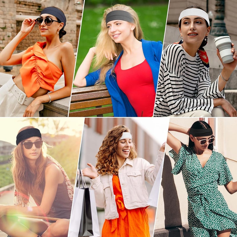 Ztomine Store Headbands for Women, 8pcs Stretchy Non Slip Soft Cotton Cloth Hair Bands for Sports, Workout, Yoga and Running - Image 3