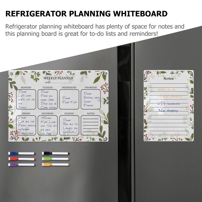 2 Sets of Flower Magnetic Board Weekly Planner Board Kitchen Board Erasable Magnetic Board - Image 5