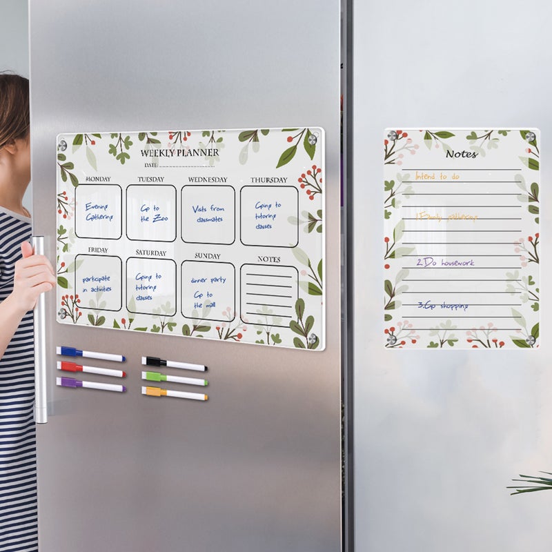 2 Sets of Flower Magnetic Board Weekly Planner Board Kitchen Board Erasable Magnetic Board - Image 4