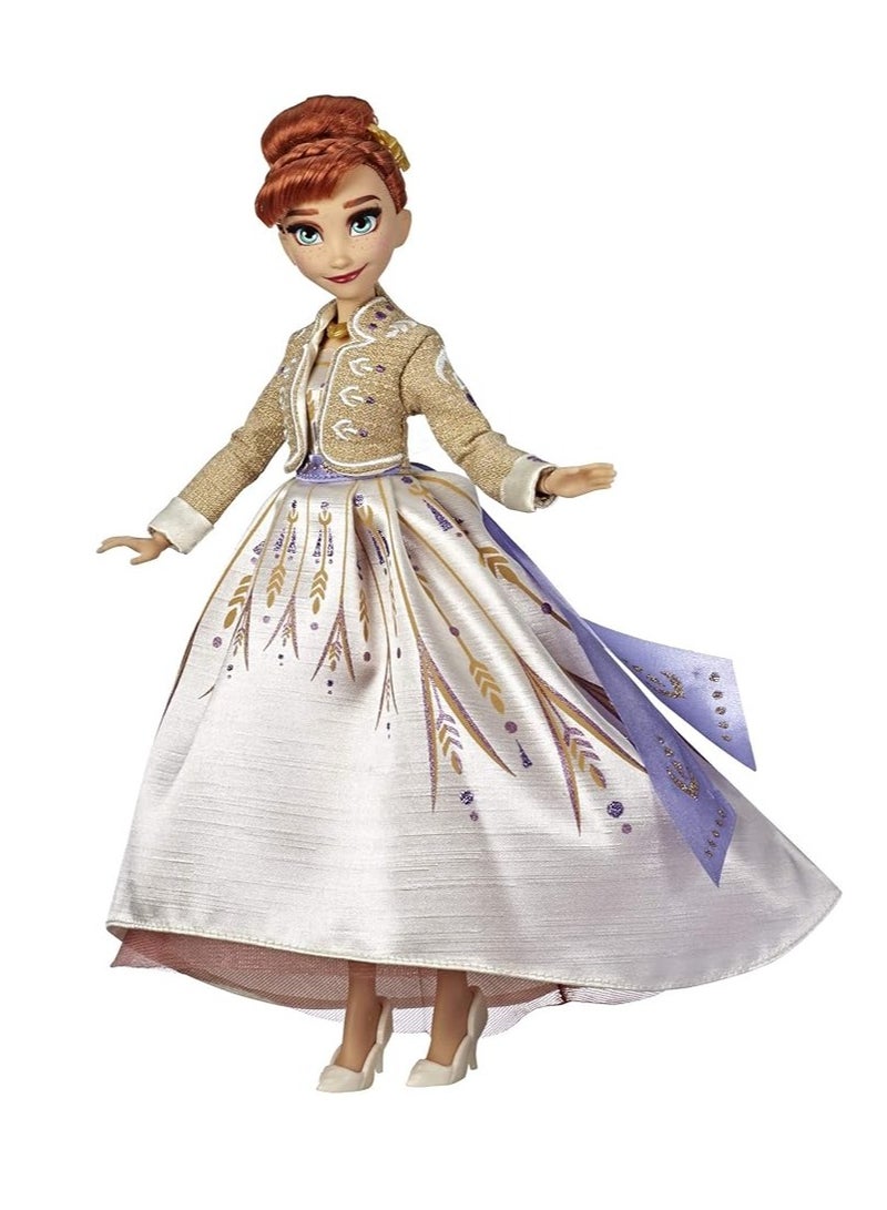 عام فروزن أرينديل آنا-دمية أزياء مع فستان سفر أبيض لامع مستوحى من فروزن 2 ، لعبة للأطفال فوق سن 3 سنوات - Image 1