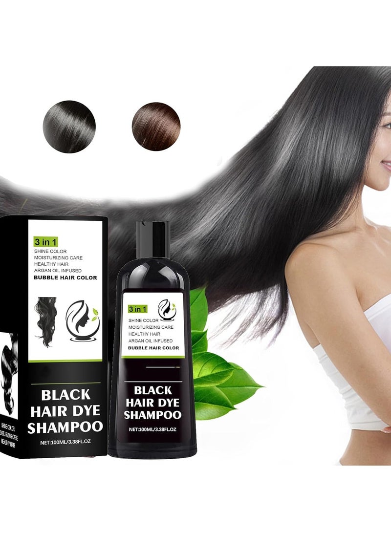 HOEGOA Natural Black Hair Dye Shampoo, Hair Dye Shampoo 3 In 1, Natural Hair Dye Plant Essence, Black Hair Color Shampoo For Gray Hair - Image 1
