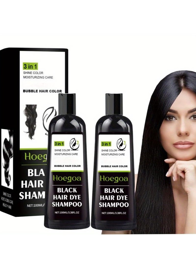 HOEGOA Natural Black Hair Dye Shampoo, Hair Dye Shampoo 3 In 1, Natural Hair Dye Plant Essence, Black Hair Color Shampoo For Gray Hair - Image 2