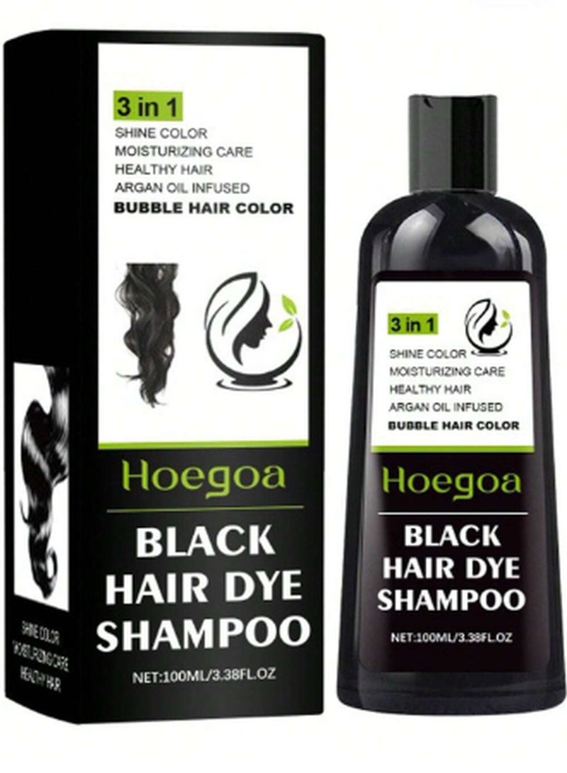 HOEGOA Natural Black Hair Dye Shampoo, Hair Dye Shampoo 3 In 1, Natural Hair Dye Plant Essence, Black Hair Color Shampoo For Gray Hair - Image 3