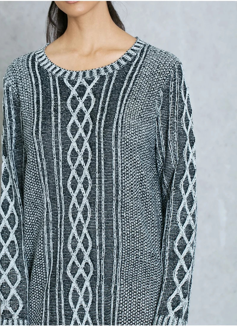 MinkPink Cable Knit Sweater Dress