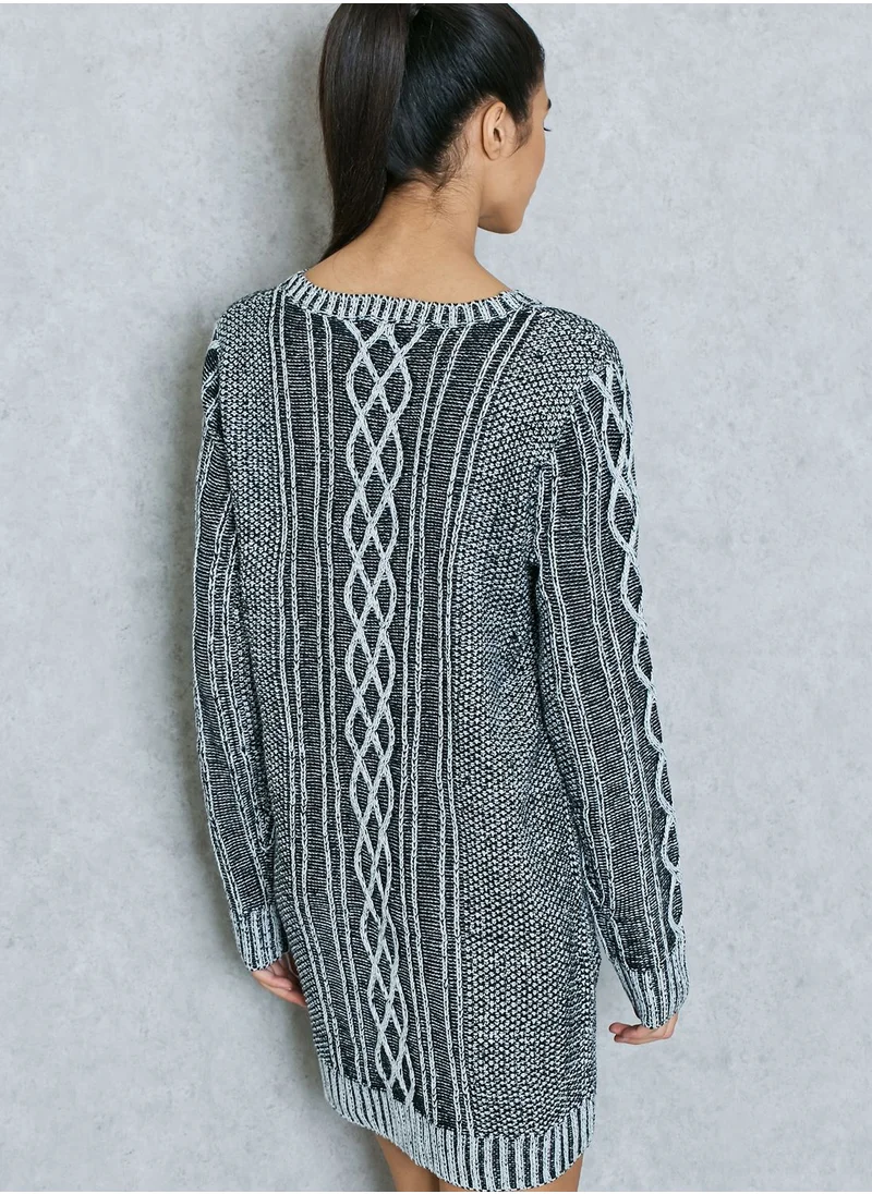 MinkPink Cable Knit Sweater Dress