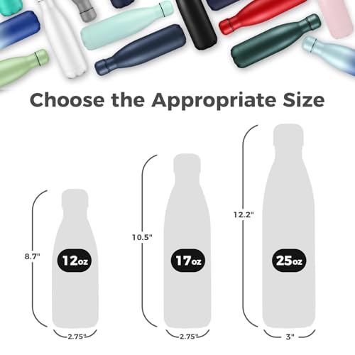 Volhoply 17oz Insulated Stainless Steel Water Bottle Double Wall Vacuum Flask Keeps Cold 24h Hot 12h Available in Packs of 1 4 or 8Black1 Pack - Image 3