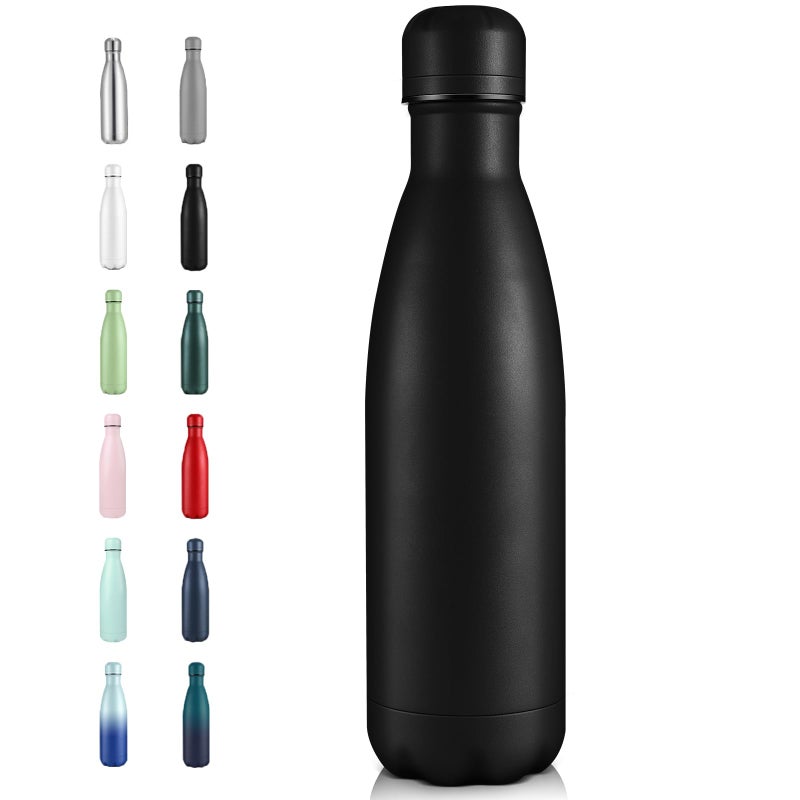 Volhoply 17oz Insulated Stainless Steel Water Bottle Double Wall Vacuum Flask Keeps Cold 24h Hot 12h Available in Packs of 1 4 or 8Black1 Pack - Image 2